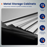 Yizosh Metal Garage Storage Cabinet with 5 Adjustable Shelves, 71" Metal Storage Cabinet with Locking Doors, Steel Tool Cabinets for Home, Office, Garage, Warehouse, School (Black Grey) Yizosh