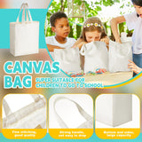 Amylove 24 Pcs Mini Tote Bag Sublimation Blank Canvas Tote Bags Reusable Grocery Bags DIY Sack Goody Bag for Christmas Party Event Bag(8 x 10 x 4 Inch,Natural Color) Amylove