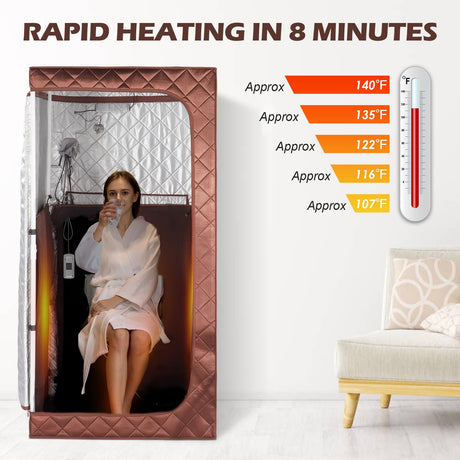 amocane Portable Infrared Sauna for Home, Full Body Personal Saunas Tent at Home Spa with Heating Foot Pad, Remote Control & Foldable Chair for Relaxation & Detox(L 33.8" x W 33.8" x H 65.7") amocane