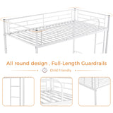 Merax Metal Bunk Bed, Bunk Bed with Ladder and high Guardrail, Able to Split, Under Bed Storage Space, Noise Free, Twin Over Twin Size, White Merax