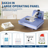 16x24 Heat Press, Digital Professional Sublimation Machine, Fast Heating, Industrial Quality with Adjustable Pressure Industrial Digital Heat Press Machine Sublimation for T-Shirt, Blue ExploreHorizon