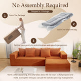 INGEROOM 108" Cloud Sectional Couch with L-Shape Chaise, Modular Sofa Memory Foam, Boneless Sofa with Movable Ottoman, Upholstered Couches for Living Room Bedroom, No Assembly Required, Orange INGEROOM