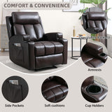 IOMOR Fabric Manual Recliner Chair for Adults, Comfy Reclining Chairs with Overstuffed Arm and Back, Single Sofa for Living Room (1, Brown) IOMOR