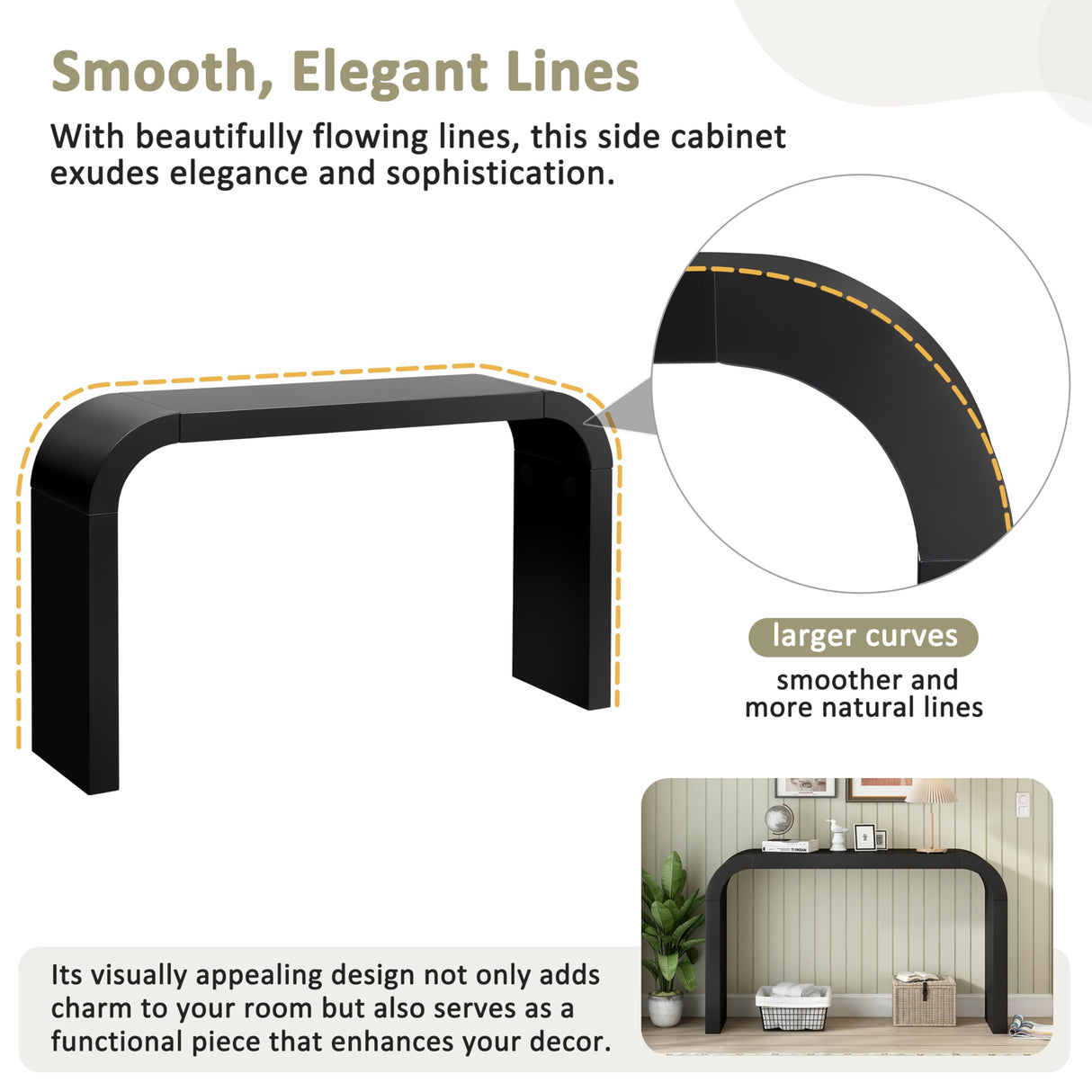 Modern Minimalist Console Table,Elegant and Versatile Design,Perfect for Living Room, Hallway, and Bedroom,Sturdy and Stable Frame,Black JIJIWANG