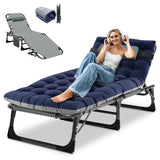 DoCred Heavy Duty Chaise Lounge Chair, Adjustable 5-Position Folding Chaise Lounge Chairs for Outside, Portable Lay Flat Beach Lounge Chair for Outdoor Sunbathing Beach Pool Lawn Camping DoCred