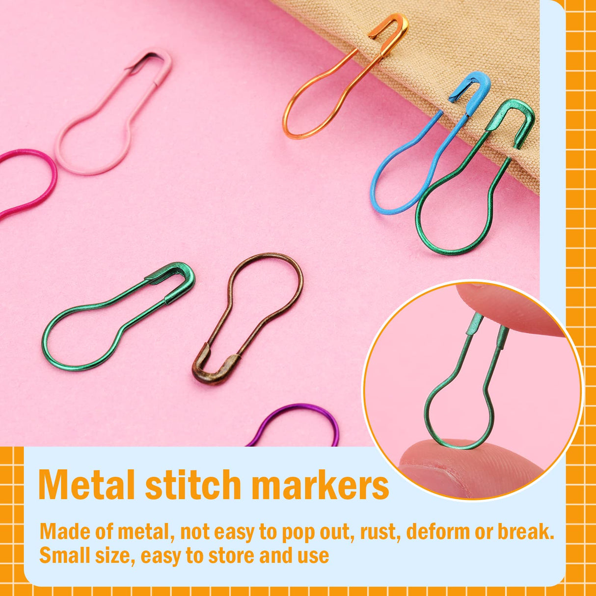 Kollase Stitch Markers, 300 pcs Crochet Markers, Metal Stitch Markers for Crocheting, Crochet Accessories and Supplies, Stitch Markers for Knitting and Crocheting, Safety Pins for Fabric and Paper Kollase