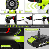 RYOJEGK Home Tool Set with Brushless Drill, 20V 119PCS Cordless Drill Tool Box with Battery, Tool Kit with Drill for Men & Woman, 24+1 Keyless Metal Chuck Brushless Drill Set for Household Repair Kit RYOJEGK