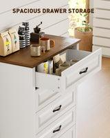 Amada 5 Drawer Dresser for Bedroom with Wood Drawers, Supports up to 22 lbs per Drawer, Anti-Tip Design for Safety, 5 Farmhouse Dresser Drawer Unit for Bedroom, Nursery, Living Room, Brown and White AMADA HOMEFURNISHING