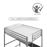 DHP 4308429 Miles Full Desk, Silver Metal Loft Bed DHP