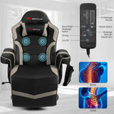 Goplus Massage Gaming Chair, Racing Style Gaming Recliner w/Adjustable Backrest and Footrest, Ergonomic High Back PU Leather Computer Office Chair Swivel Game Chair w/Cup Holder and Side Pouch Goplus