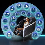 HealthRelife 4D Massage Chair Full Body, 166° Flexible Track, 18 Modes, 11Technique, 36 Airbag Massage, with Yoga Stretch, Foot Massage, Zero Gravity Massage Recliner（Black） HealthRelife