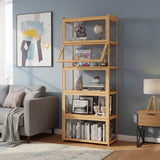 Magshion Display Cabinet with Acrylic Doors, 5-Tier Curio Cabinet for Collectibles, Display Case Showcase for Living Room, Office, 27.5"(L) x 13.5"(W) x 67.5"(H), Natural Magshion