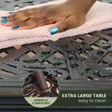 Hanover Traditions 11-Piece Patio Dining Set with 10 Stationary Chairs, Plush Blue Cushions, and Extra Large Dining Table, Patio Dining Set for 10, All-Weather Rust-Resistant Luxury Outdoor Dining Set Hanover