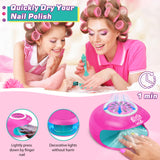Amagoing Kids Nail Polish Set for Girls, Nail Kit for Girls Ages 7-12 with Nail Dryer, 2 in 1 Nail Pens, Sticky Cartoon Press on Fake Nail, DIY Sticker, Nail Set Play Salon Birthday Christmas Gift Amagoing