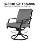 Grand patio 7-Piece Outdoor Dining Set for 6 E-Coated Patio Dining Furniture Set for 6 Patio Swivel Dining Chairs with Olefin Cushions 1 Rectangular Dining Faux Woodgrain Table with Umbrella Hole Grey Grand patio