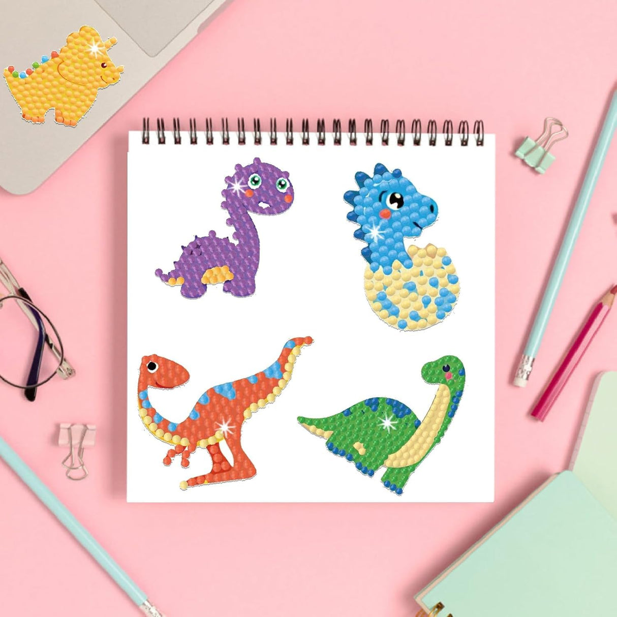 Viicoor 31PCS Dinosaurs Diamond Painting Sticker Kit, DIY Creative Diamond Art Sticker Craft by Numbers Kits Viicoor
