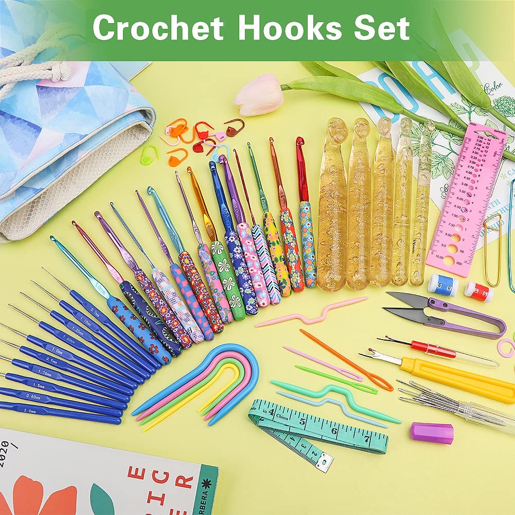 Zlulary 116 PCS Crochet Hooks Sets, Ergonomic Crochet Hooks Kits with Storage Bag and Crochets Needle Accessories, DIY Crochets Needles Kit for Beginners and Experienced Crochet Hook Lovers Zlulary
