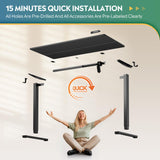 DEVAISE 48 X 24 Inches Electric Standing Desk,Height Adjustable Stand up Desk for Home Office, Ergonomic Sit to Stand Desk with Phone Holder,Black DEVAISE