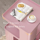 BAOGELIYA Metal Small Nightstands, Modern Side Table with 3 Tiers Storage, Pink End Table for Couch, Living Room Bedroom, Bedside Tables No Assembly Required BAOGELIYA