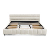 California King Cloud Bed Frame with Storage Drawers, Soft Padded Headboard Tufed Upholstered Low to Ground Floor Bed Marshmallow Bubble with Wood Slats No Box Spring Need, Noise-free(Beige Chenille) Deolme