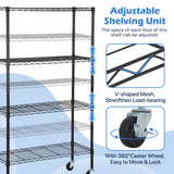 Dkelincs Wire Shelving Unit 36''L×14''W×62''H NSF Metal Storage Shelves 4 Tier Height Adjustable Wire Shelf with 4 Wheels for Kitchen Office Pantry Bathroom Garage, Black Dkelincs