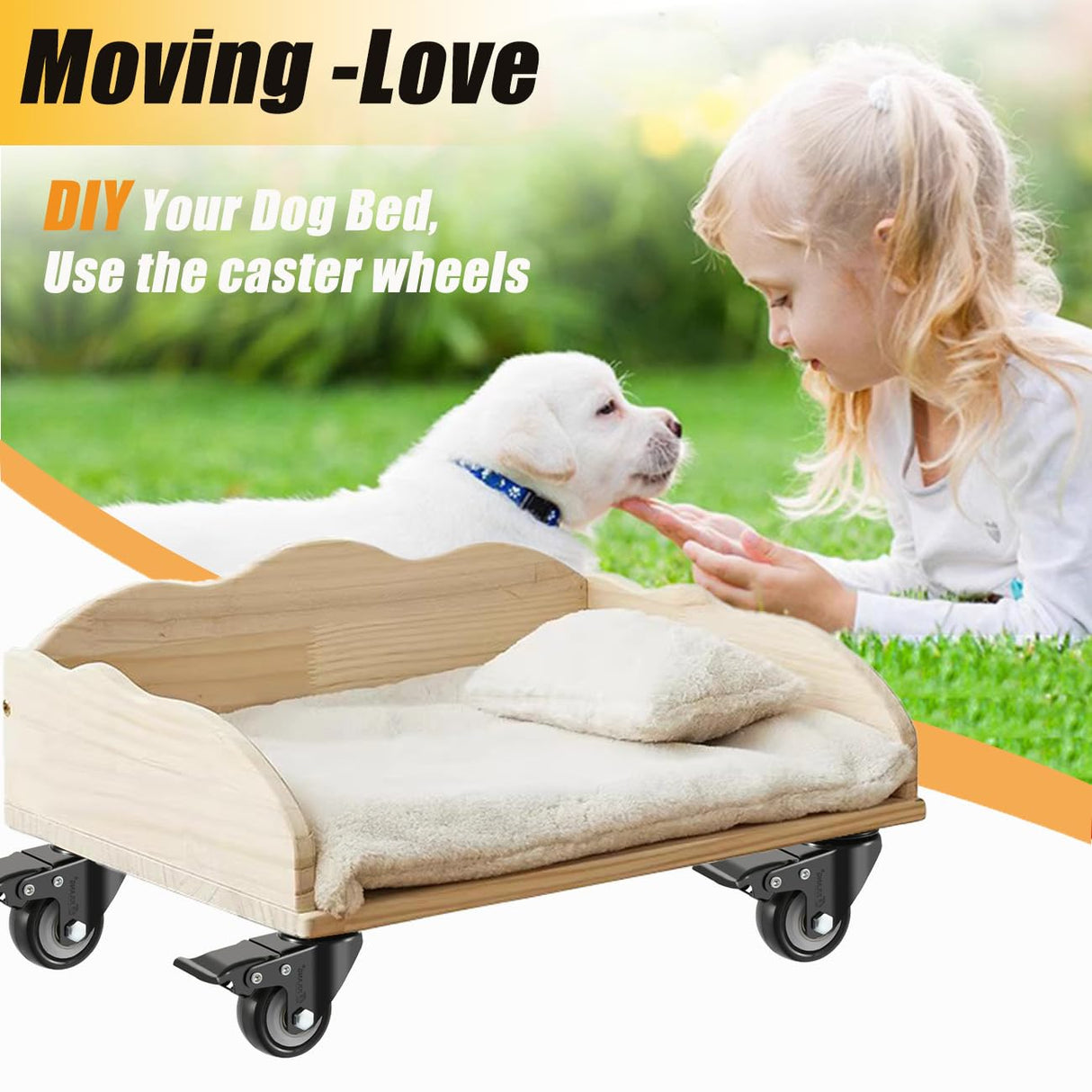 JULANG 2" Locking Caster Wheels Set of 4 Heavy Duty with Brake, Noise Free (PU) Wheels, Swivel Plate Castors 4 PCS, for Furniture, Carts, Garden Potting Tables, Workbenches Julang