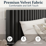 HAOARA King Size Bed Frame, King Size Platform Bed Frame and Velvet Upholstered Headboard with Strong Wood Slats, Box Spring Optional, Mattress Foundation, Easy Assembly Black HAOARA