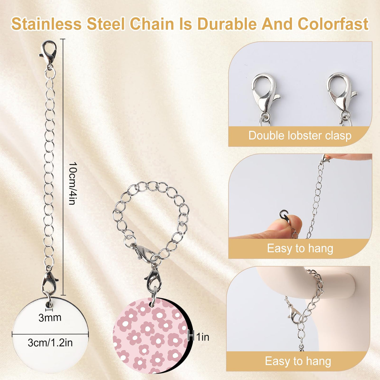 16Pcs Sublimation Charm Accessories for Cup,Sublimation Blanks Bulk Stanley Cup Charm for Tumbler Cup Sublimation Keychains Charm Sublimation Keychains MDF with Chain Jump Ring DIY Crafts (Rectangle) KKSUBCA