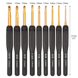 Coopay Black Gold Crochet Hooks Needles for Arthritic Hands, 2.0-6.0mm Crochet Hook Set Ergonomic Soft Grips Knitting Hook for Crochet Yarn Craft, Aluminum Knitting Crochet Supplies Kit for Knitter Coopay