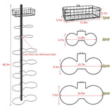 8 Tier Detachable Wall Mounted Basketball Rack,Vertical/Horizontal Football Holder,Holds 14 Balls DIY1/2/3/4 Soccer Stand,Height-Adjustable Ball Rack With Basket For Garage,Tool Room Feyejade