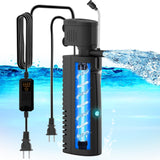 VCRAZE Fish Tank Filter with U - V Light & Timer (3/6/12/24 Hours) for Green Water Cleaning, Aquarium Filter with Aeration Turtle Tank Filter with Pre-Filter Sponge for Tanks 70-100 Gallon VCRAZE