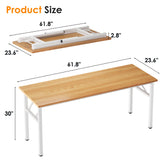 Need Computer Desk Office Desk 62 inches Folding Table with BIFMA Certification Conference Table Workstation,Teak White Need