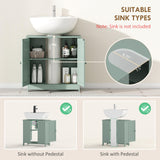HOMCOM Under Sink Bathroom Cabinet, Pedestal Sink Storage Cabinet with 2 Doors, Shelf and U-Shape, Dark Green HOMCOM