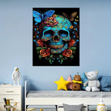 Arttoplus Skull Paint by Numbers Kit for Adults-Butterfly Adult Paint by Number Kits on Canvas,Skeleton Painting by Number Adult for Gift Home Wall Decor(16x20inch) Arttoplus