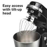 Hamilton Beach Electric Stand Mixer, 4 Quarts, Dough Hook, Flat Beater Attachments, Splash Guard 7 Speeds with Whisk, Black Hamilton Beach