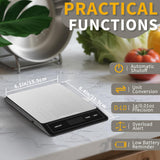 Food Scale - Rechargeable Digital Kitchen Scale 33lb, 1g/0.05oz Precision, Type-C, Stainless Steel, Grams/Ounces, LCD Display, for Cooking/Baking/Meal Prep (Ash Silver) FISHCLOUD