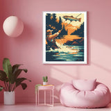 XTXGERL Fish Paint by Number for Adults, DIY Oil Painting Kit on Canvas with Paintbrushes and Acrylic Pigment, for Paint by Numbers for Beginner, for Home Wall Decor (16x20Inch) XTXGERL