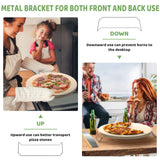 5 PCS Large Pizza Stone Set,Heavy Duty 16" Pizza Stone for Oven and Grill with Handle Rack,Pizza Peel(OAK), Pizza Cutter Rocker & Cooking Paper,Large Baking Stone for Pizza, Bread Gyreuni