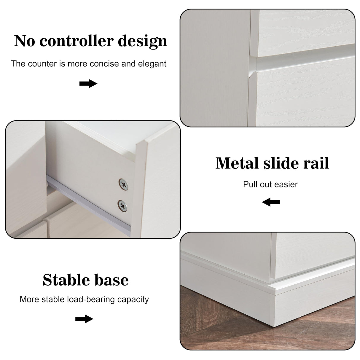 Alaxgumrol White Bedroom Dresser Modern 6 Drawers Dressers Wood Organizer Wide Dresser & Chest of Drawers Storage for Living Room, Entryway, Hallway Alaxgumrol