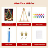 MOGTAA Christmas Paint by Numbers Kit for Adults Beginners with Frame, Christmas Tree Adult Paint by Number Kits on Canvas with Easel, Easy DIY Oil Painting Kits for Home Decor, 8x12in MOGTAA