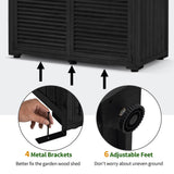 MCombo Outdoor Storage Cabinet, Wooden Storage Shed with Latch, Outside Garden Tool Shed with 2 Doors for Patio Yard Lawn, 1900 (Black, Large) MCombo