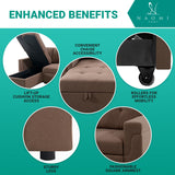Naomi Home Jenny Sectional Sofa Sleeper with Storage Chaise, Tufted Pull Out Couch with Storage, Sectional Sofa Bed, L-Shaped Reversible Sleeper Sofa with Storage, Mocha,Velvet Naomi Home