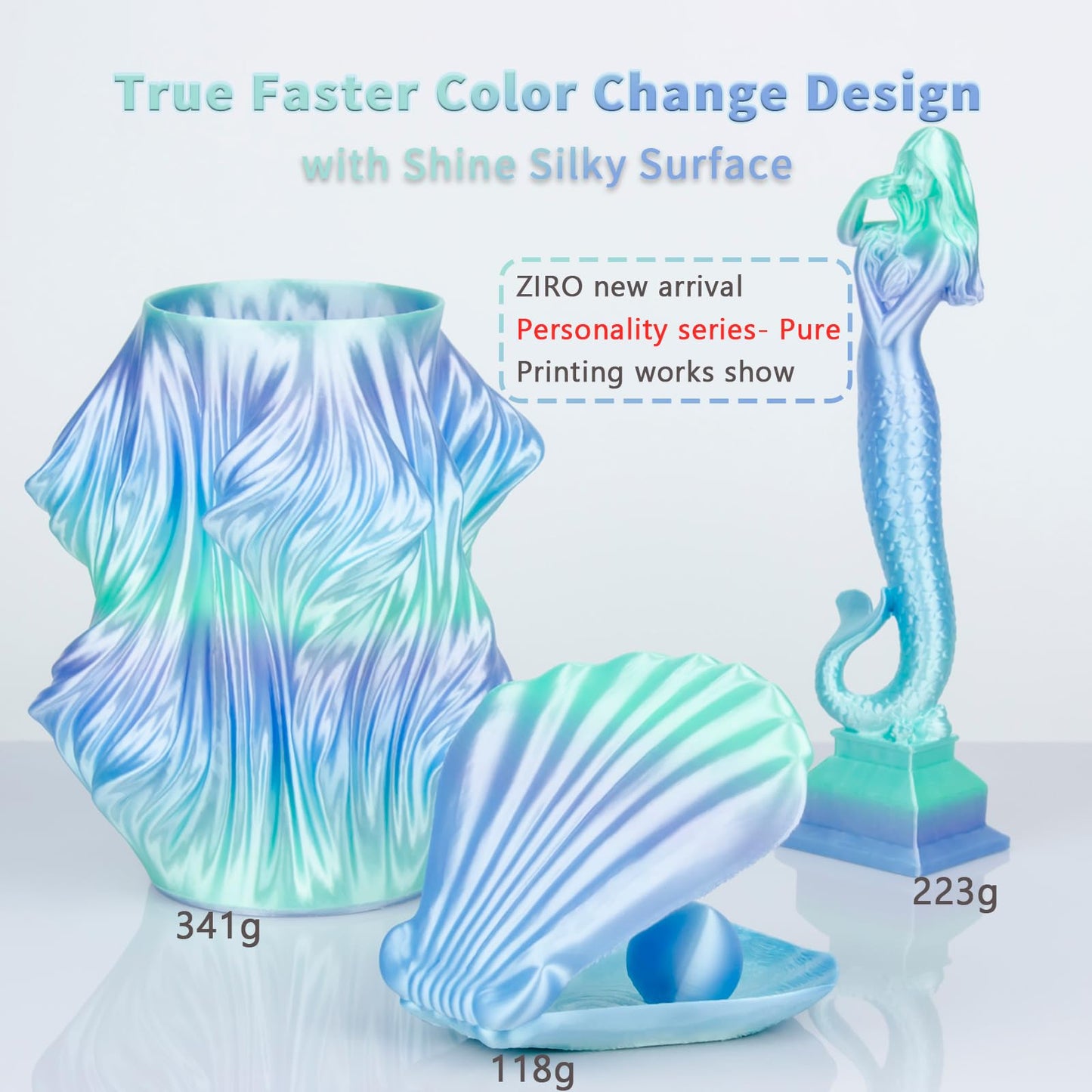 ZIRO Silk Fast Color Changing PLA Filament, Shine Multi Colors Filament 1.75mm, Color Change by Length 3D Printer Filament, Dimensional Accuracy +/-0.03mm, Fit Most 3D Printers, Personality P - WoodArtSupply