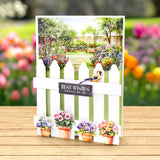 Katy Sue Spring Garden Picket Fence Card Making Kit. Contains 8 Shaped Cards, 3 Sheets of Die Cut Decoupage, Adhesive Foam Pads, Background Scenes, Instructions & 8 Envelopes for Card Making Supplies Katy Sue