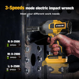 Impact Wrench 1/2 inch for DeWalt 20v Battery, Impact Wrench 750Ft-lbs(1000N.m) High Torque Brushless Electric Impact Gun, Power Impact Driver with 3-Mode Speed, LED Work Light(no battery) (Yellow) etoolab