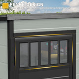DWVO Outdoor Storage Shed, All-Weather Resin Plastic Storage Shed with Windows, Slanted Roof, Raised Floor, Capacity for Garden Tools & Equipment, Ideal for Backyard & Garden DWVO