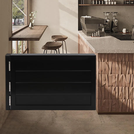 LIYUANJUN 35.4x23.6Inch Swinging Door, Cafe Door Half Door with Doorpost&Hinge Pine Wood Door for Bar Shopping Mall Balcony Room Entrance Aisle Partition Single Door, Black LIYUANJUN