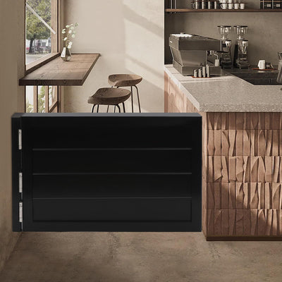 LIYUANJUN 35.4x23.6Inch Swinging Door, Cafe Door Half Door with Doorpost&Hinge Pine Wood Door for Bar Shopping Mall Balcony Room Entrance Aisle Partition Single Door, Black