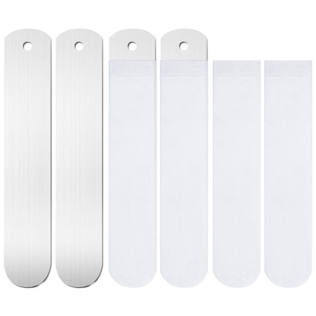 Coume 4 Pieces Sublimation Blank Socks Set, Including 2 Pieces Metal Straight Style Sock Jigs, 2 Pairs Sublimation Blank Socks for Heat Press Transfer Dye Sublimation Printing DIY Pattern Designs Coume