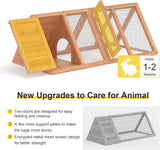 Kecreque Outdoor Chicken Coop Wooden A-Frame Small Animal Cage Rabbit House Quail Cages with Outdoor Runs & Ventilated Wire Fence Suitable for Garden Backyard Farms 47 x 18 x 19.5 in Kecreque